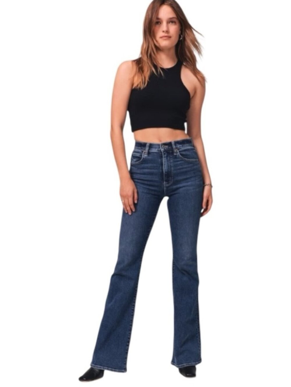 A&F Ultra High Rise Stretch Flare‎ Jeans Women's US 8 Long Dark Wash